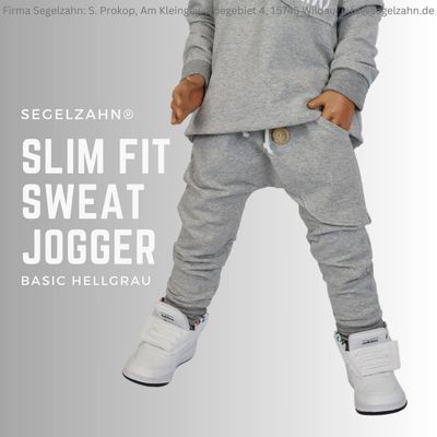 Slim Fit Jogger Kinder Grau schlicht einfarbig Sweat Jogger Unisex Jungen Mädchen Basic Hose