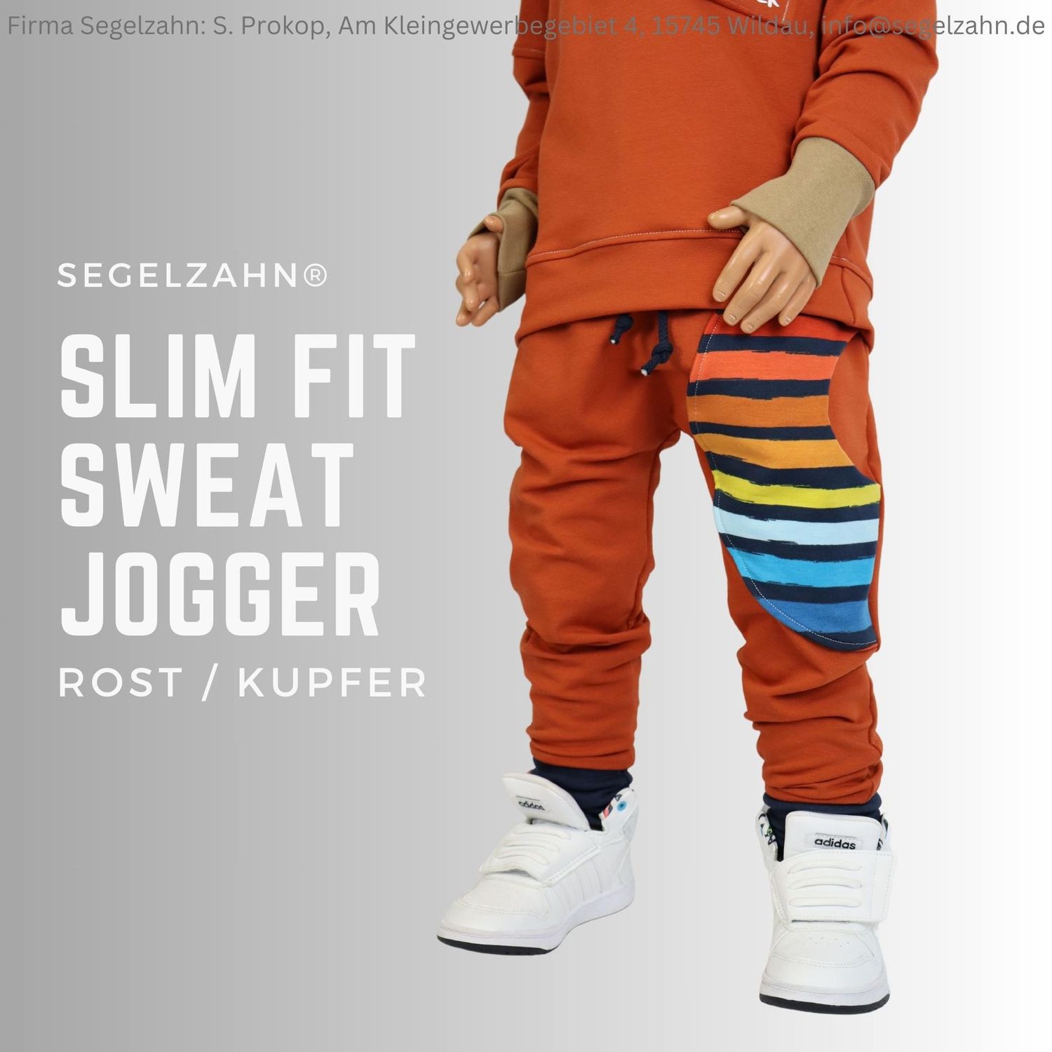 Freche Sweat Jogger für Kinder / Unisex Slim Fit Hose für Jungen und Mädchen - Kinderhose Rost / Kupfer