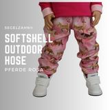 Softshellhose Mädchen Pferde Rosa, warme Regenhose , gefütterte Matschhose, Buddelhose, Outdoorhose Kinder