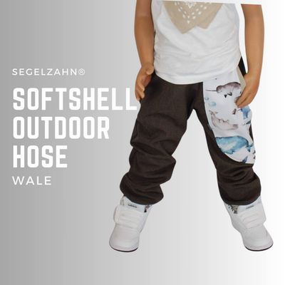 Softshellhose für Jungen Wale Outdoorhose Braun meliert gefüttert für Kinder warme Regenhose / Kind Baby Matschhose / Buddelhose / Meerestiere