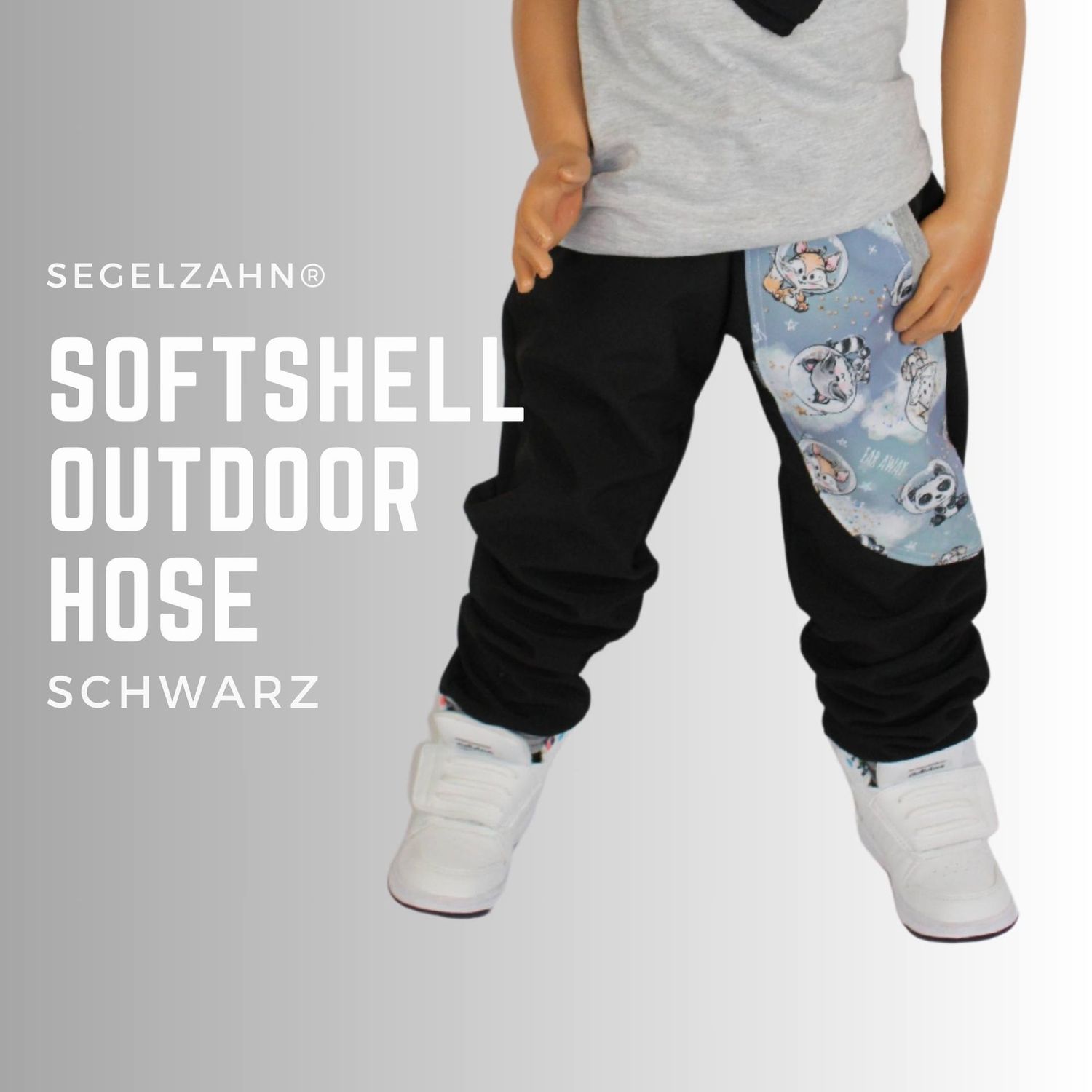 Softshellhose für Jungen Schwarz Outdoorhose  gefüttert für Kinder warme Regenhose / Kind Baby Matschhose / Buddelhose