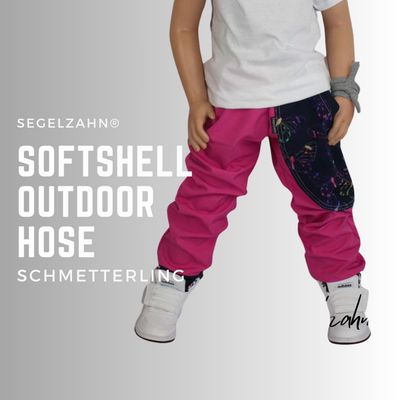 Softshellhose für Mädchen Pink Outdoorhose Schmetterlinge gefüttert für Kinder warme Regenhose / Kind Baby Matschhose / Buddelhose / Blau