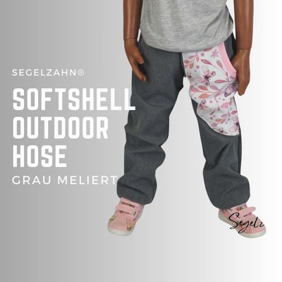 Softshellhose für Mädchen Schmetterlinge Outdoorhose Grau meliert gefüttert für Kinder warme Regenhose / Kind Baby Matschhose / Buddelhose / Blumen