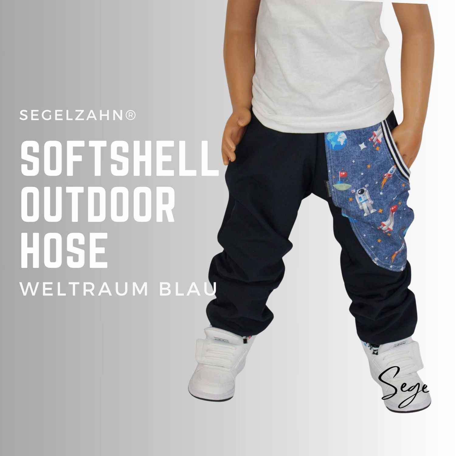 Softshellhose für Jungen Astronaut Outdoorhose Blau gefüttert für Kinder warme Regenhose / Kind Baby Matschhose / Buddelhose / Astronaut