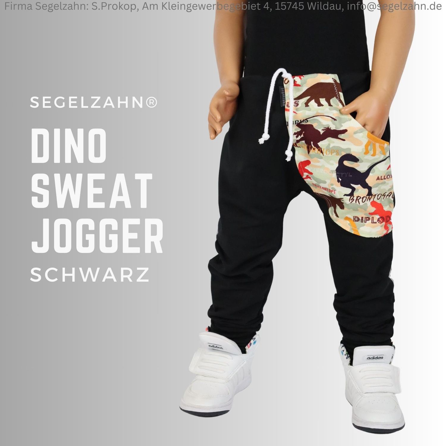 Sweat Hose Kinder, Slim Fit Jogger Dino Schwarz, Jogginghose Dinosaurier Kinderhose Hosen schwarze Sweathose Junge Kind Segelzahn Kleidung