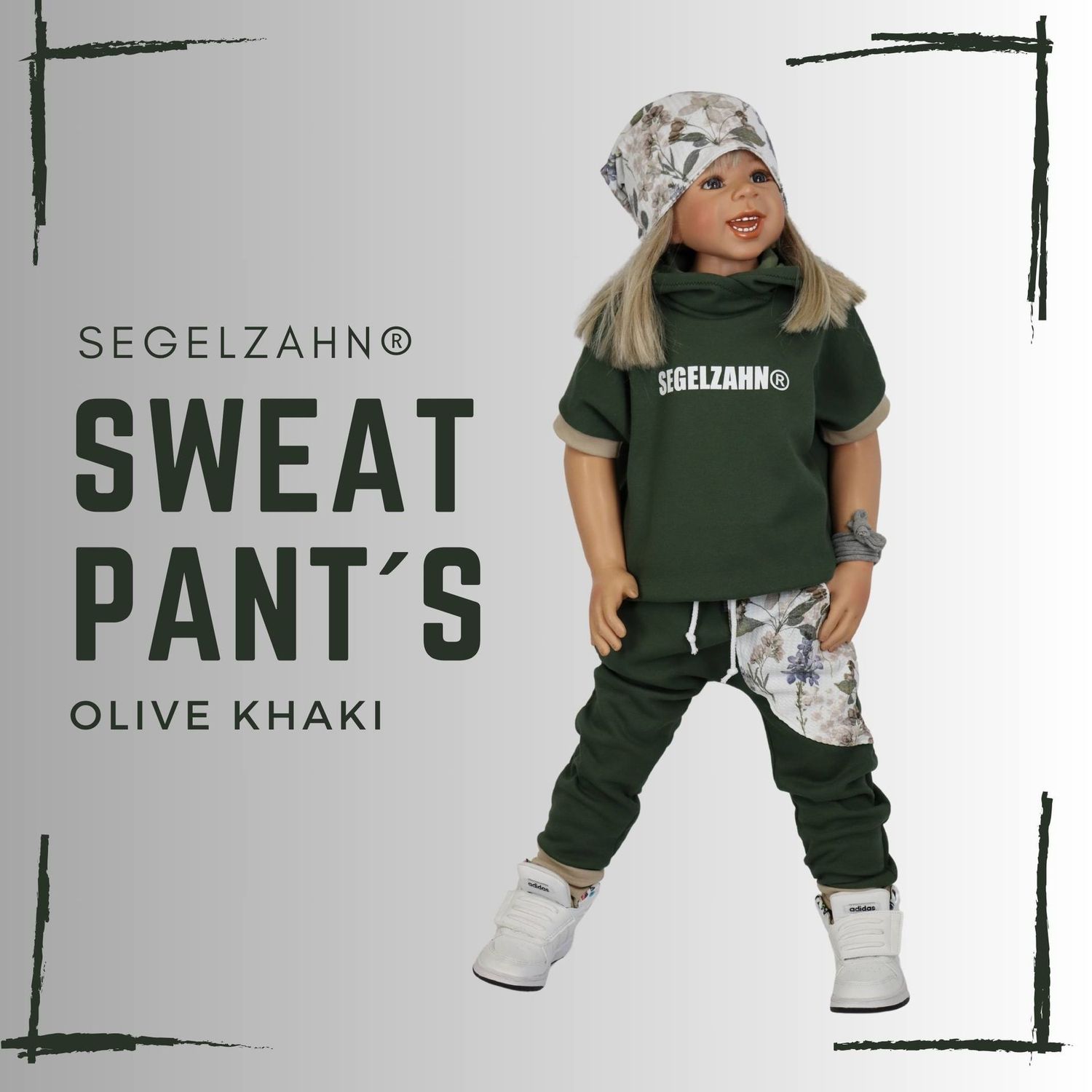 Sweat Hose Kinder Slim Fit Jogger Khaki Olive Mädchen Pumphose Baby Kind Jogginghose Segelzahn Kinderkleidung kuschel Mitwachshose Vintage
