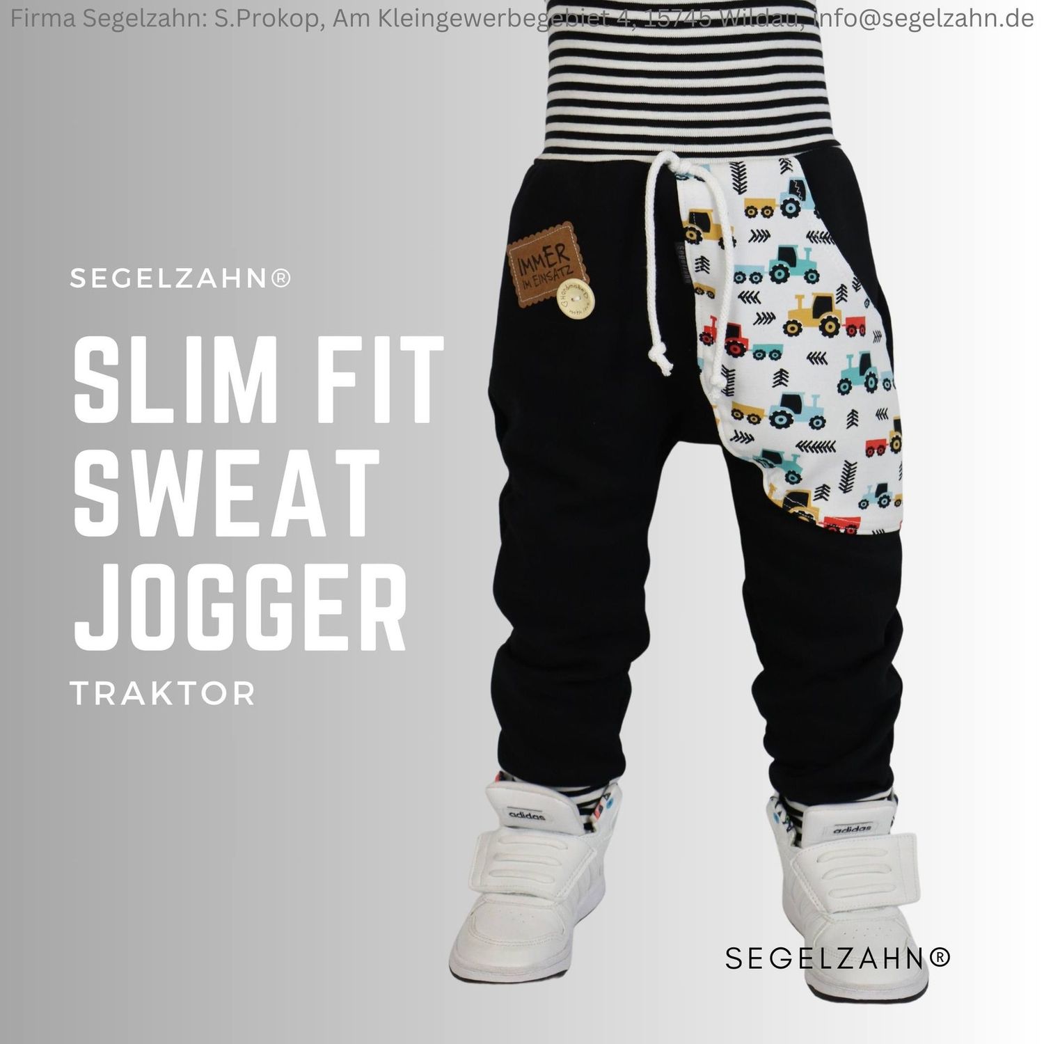 Slim Fit Sweat Hose Kinder Traktor Hosen Schwarz, Sweathose Kinderhose Junge Kind Baby Jogginghose, Segelzahn Kinderkleidung Traktorhose