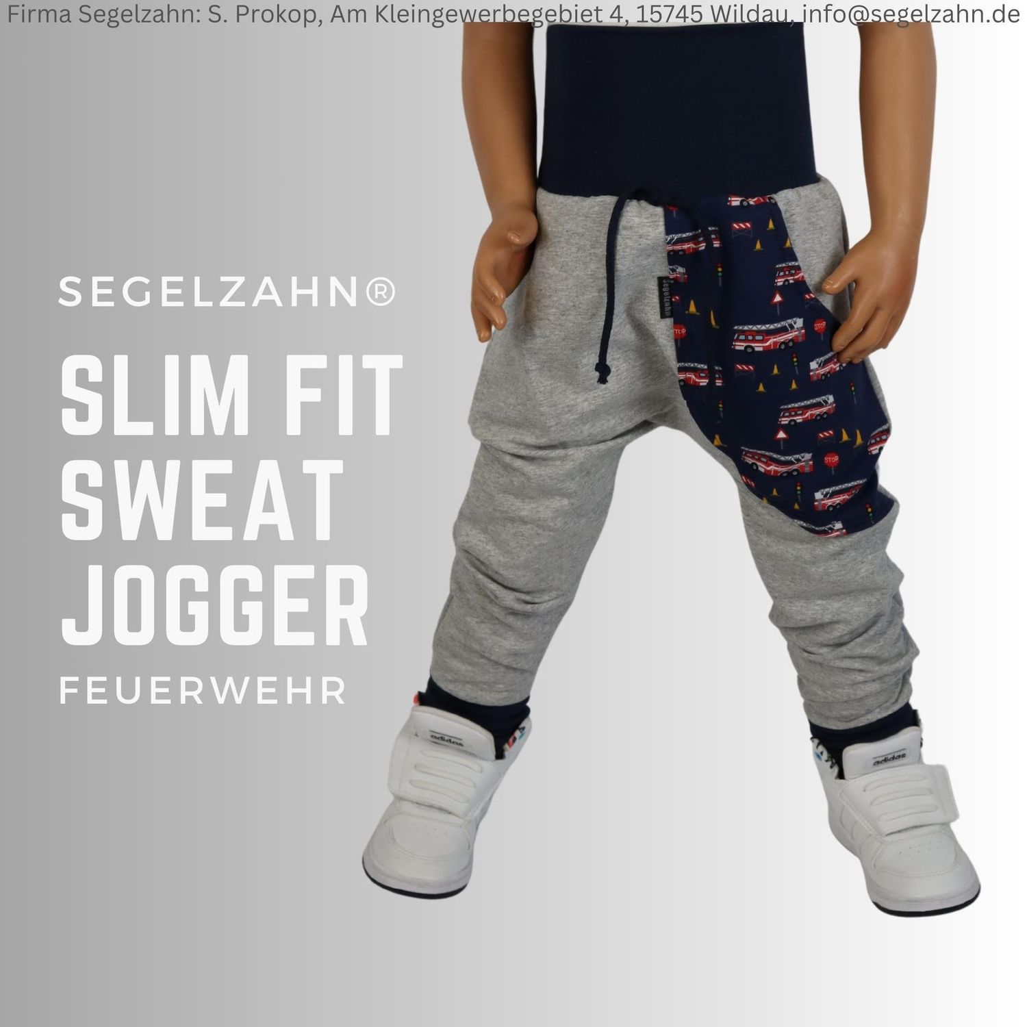 Feuerwehr Hose Kinder - Slim Fit Jogger Kind Baby Sweathose - Grau - Feuerwehrhose Junge - Kinderhose