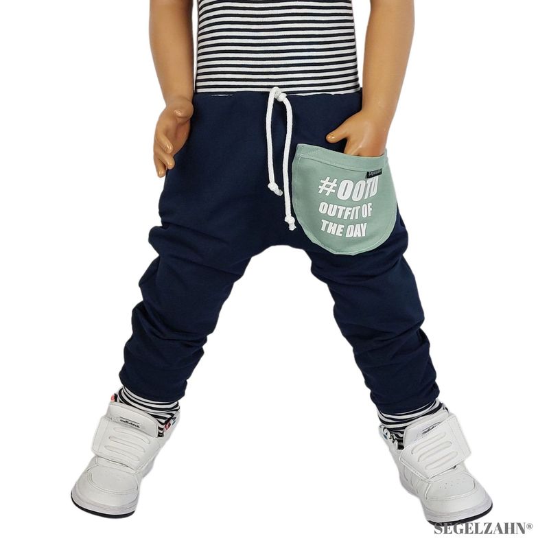 Sweat Jogger Kinder Blau Slim Fit Hose Unisex Kinderhose Jogginghose Junge Mädchen Segelzahn #ootd old Mint Dunkelblau