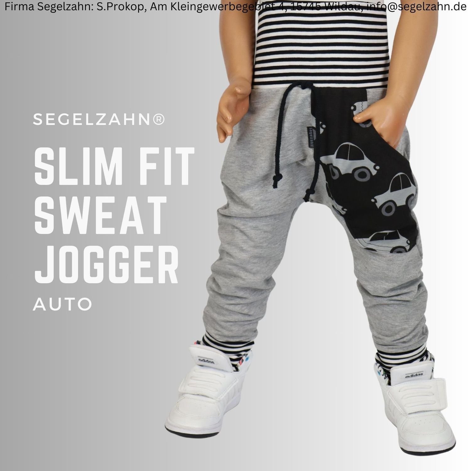 Slim Fit Sweat Jogger Kinder Grau, Autoshose, Jogginghose Unisex Junge Mädchen Kind Baby Sweathose Hosen Segelzahn Kinderkleidung Kinderhose