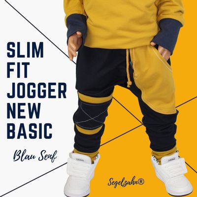 Sweat Hose Kinder Blau Slim Fit Jogger Jungen Jogginghose Unisex schlicht Colourblocking Kinderhose Segelzahn Kinderkleidung Hosen