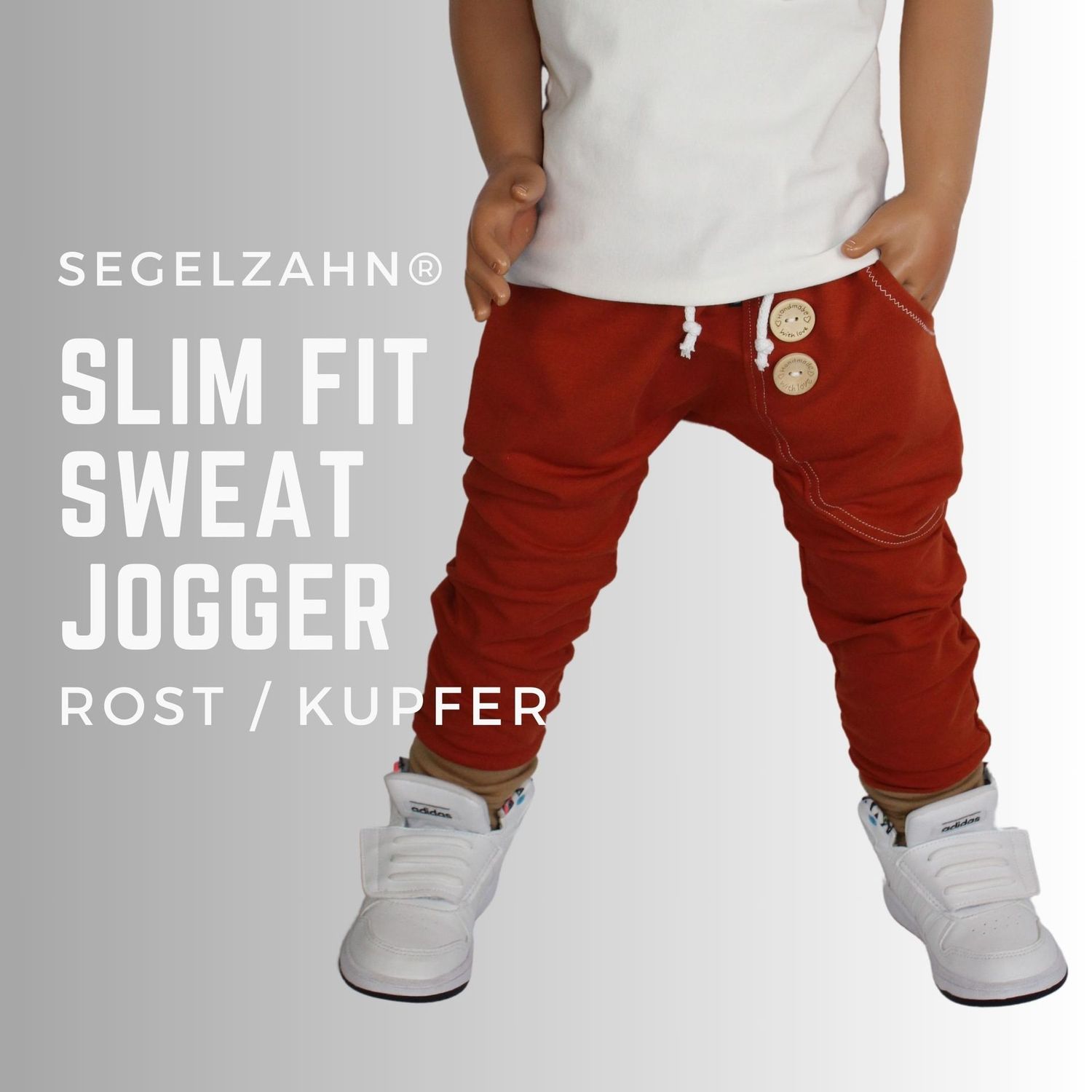 Slim Fit Jogger Kinder Rost Kupfer schlicht einfarbig Sweat Jogger Unisex Jungen Mädchen Basic Hose