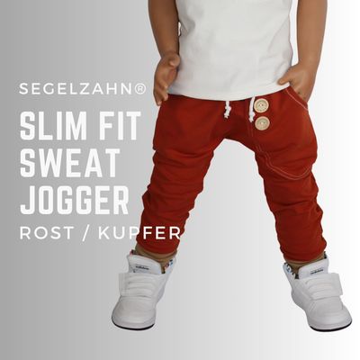 Slim Fit Jogger Kinder Rost Kupfer schlicht einfarbig Sweat Jogger Unisex Jungen Mädchen Basic Hose