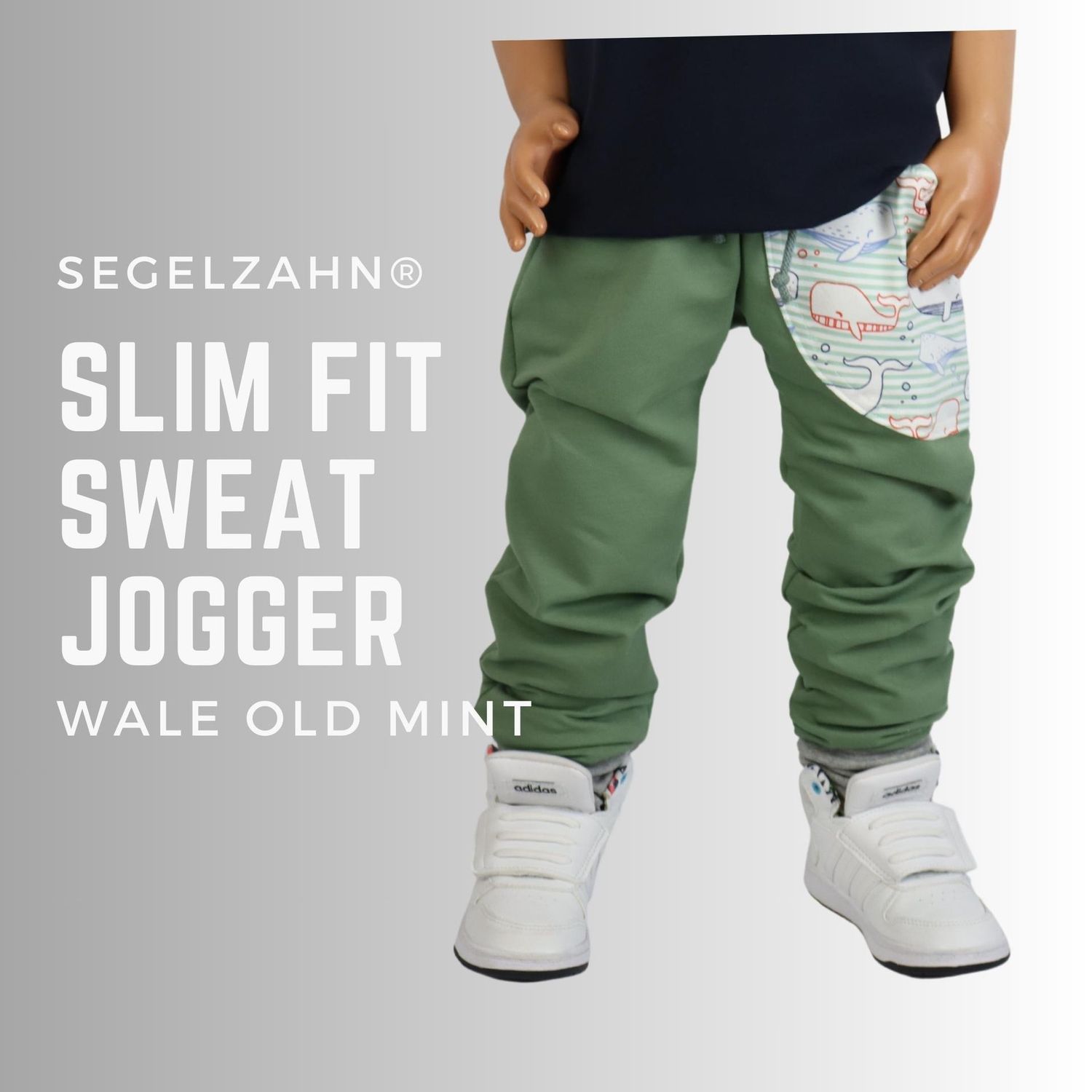 Slim Fit Sweat Jogger Kinder Jungen Mädchen Unisex Sweathose Old Mint Wale Jogginghose Kind Baby Maritim Segelzahn Kinderkleidung Hosen