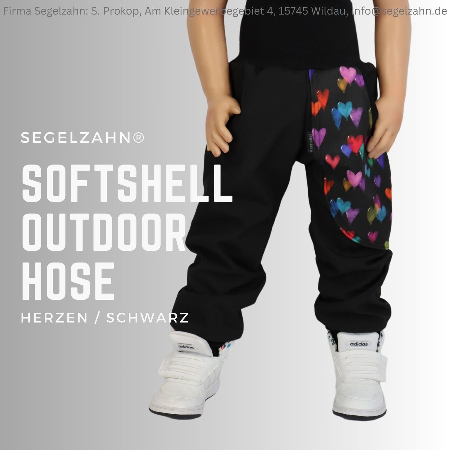 Softshellhose Mädchen Schwarz Herzen, gefüttert warm, Regenhose, Matschhose, Outdoor Thermohose, Kinderhose Segelzahn Regenkleidung Hosen