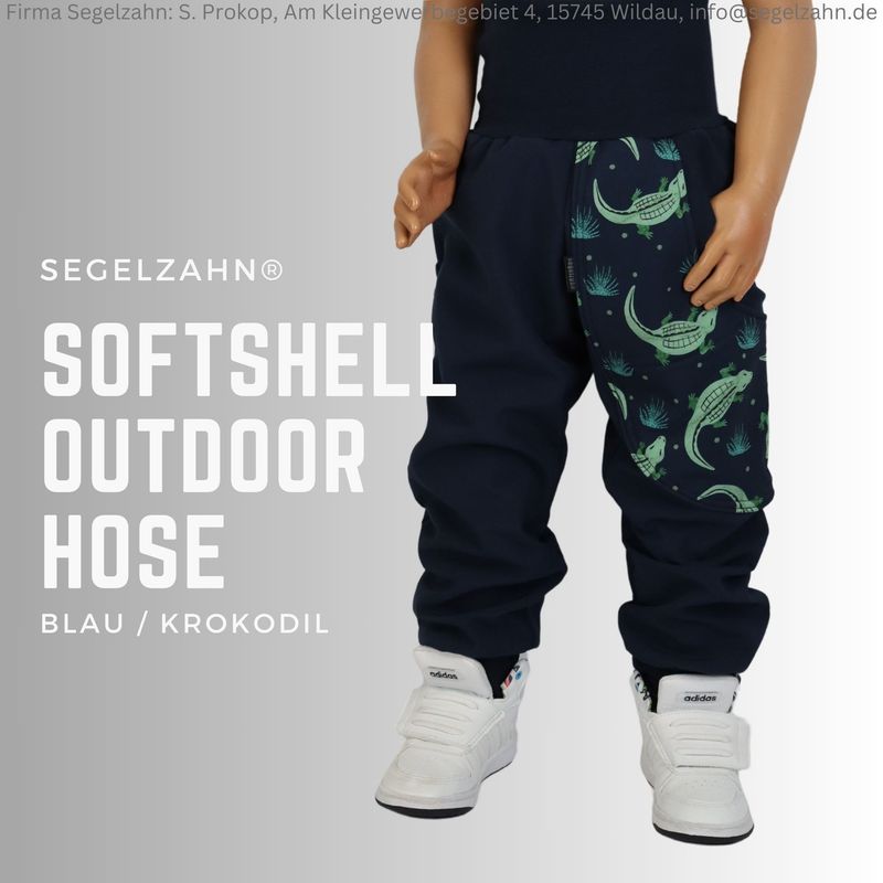 Softshellhose Kinder Blau Krokodile Regenhose Regenkleidung gefütterte warme Matschhose Buddelhose Outdoorhose Thermohose Krokodil Segelzahn