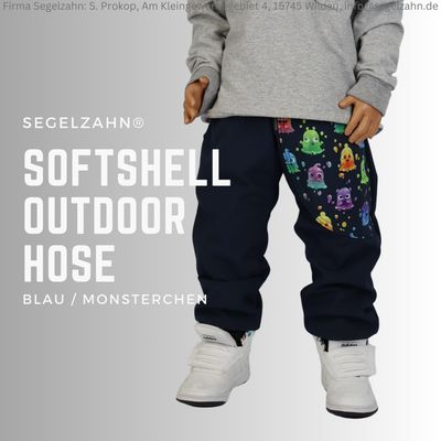 Softshellhose Kinder Monster Blau Regenhose Regenkleidung gefütterte warme Matschhose Buddelhose Outdoorhose Thermohose Segelzahn Regen