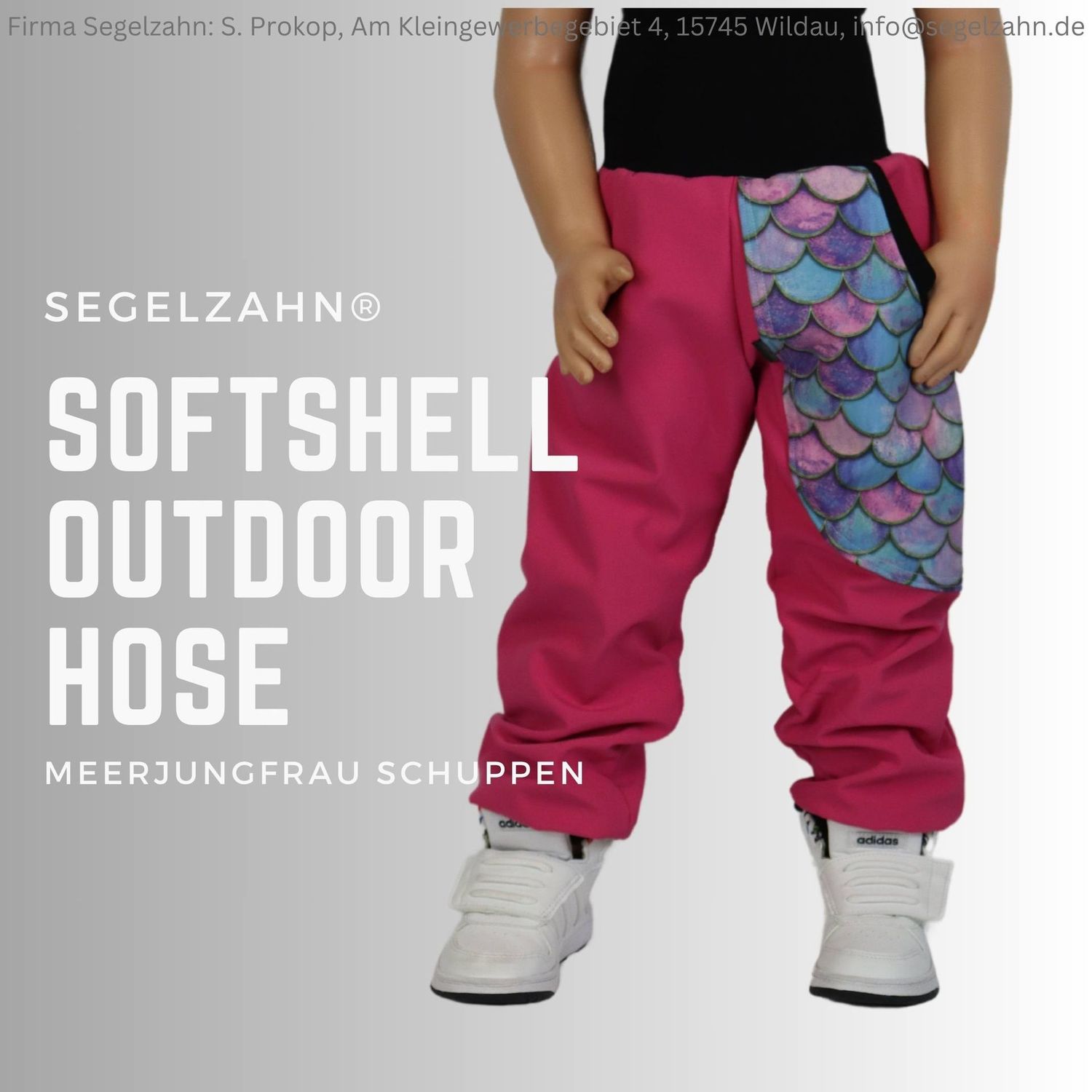 Softshell Hose Mädchen gefüttert Pink Meerjungfrau - Schuppen, Regenhose Matschhose, Buddelhose, Thermohose warm Outdoorhose Segelzahn Hosen