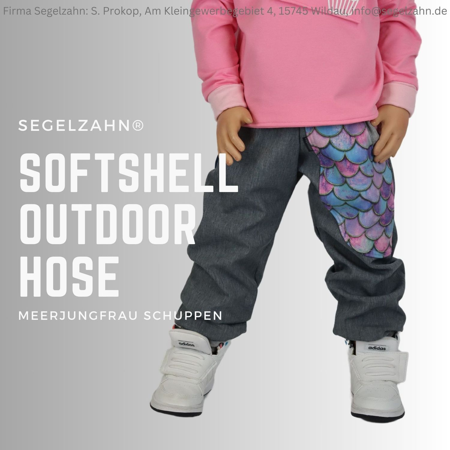 Softshell Hose Mädchen grau Meerjungfrau - Schuppen, gefüttert Regenhose Matschhose, Buddelhose, Thermohose warm Outdoorhose Segelzahn Hosen