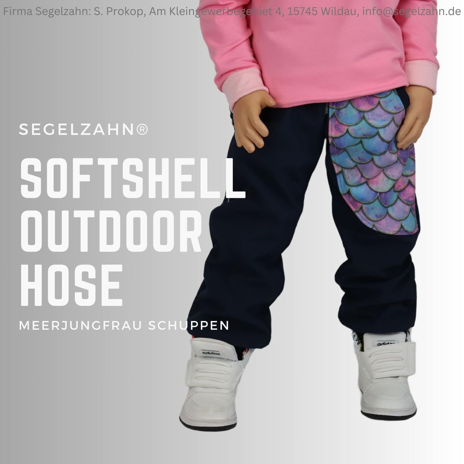 Softshell Hose Mädchen gefüttert Blau Meerjungfrau - Schuppen, Regenhose Matschhose, Buddelhose, Thermohose warm Outdoorhose Segelzahn Hosen