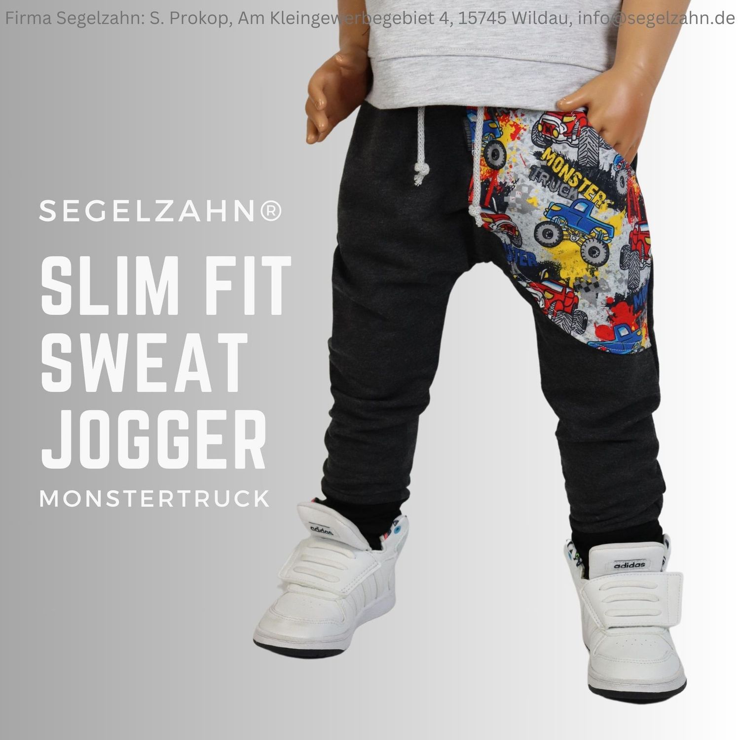 Slim Fit Sweat Hose Kinder, Monstertruck Grau, Jogginghose Unisex Junge Mädchen Kind Baby Sweathose, Kinderhose Segelzahn Hosen Jungen