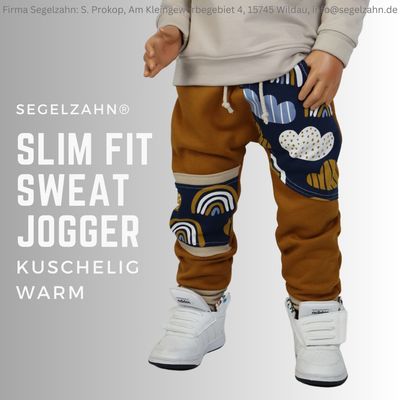 kuschel Sweat Hose Kinder Unisex Schokobraun Regenbogen Wolken Slim Fit Jogger Junge Mädchen Kinder Jogginghose Sweathose Segelzahn Hosen