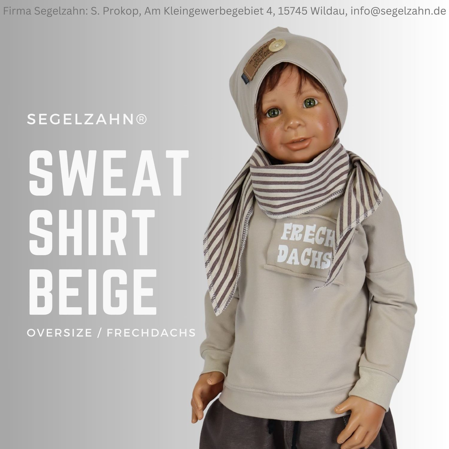 Sweatshirt Kinder Oversize Pullover Frechdachs Jungen Beige Kind Baby Oversized Hoodie Kinderpullover Segelzahn Kinderkleidung Oberteile