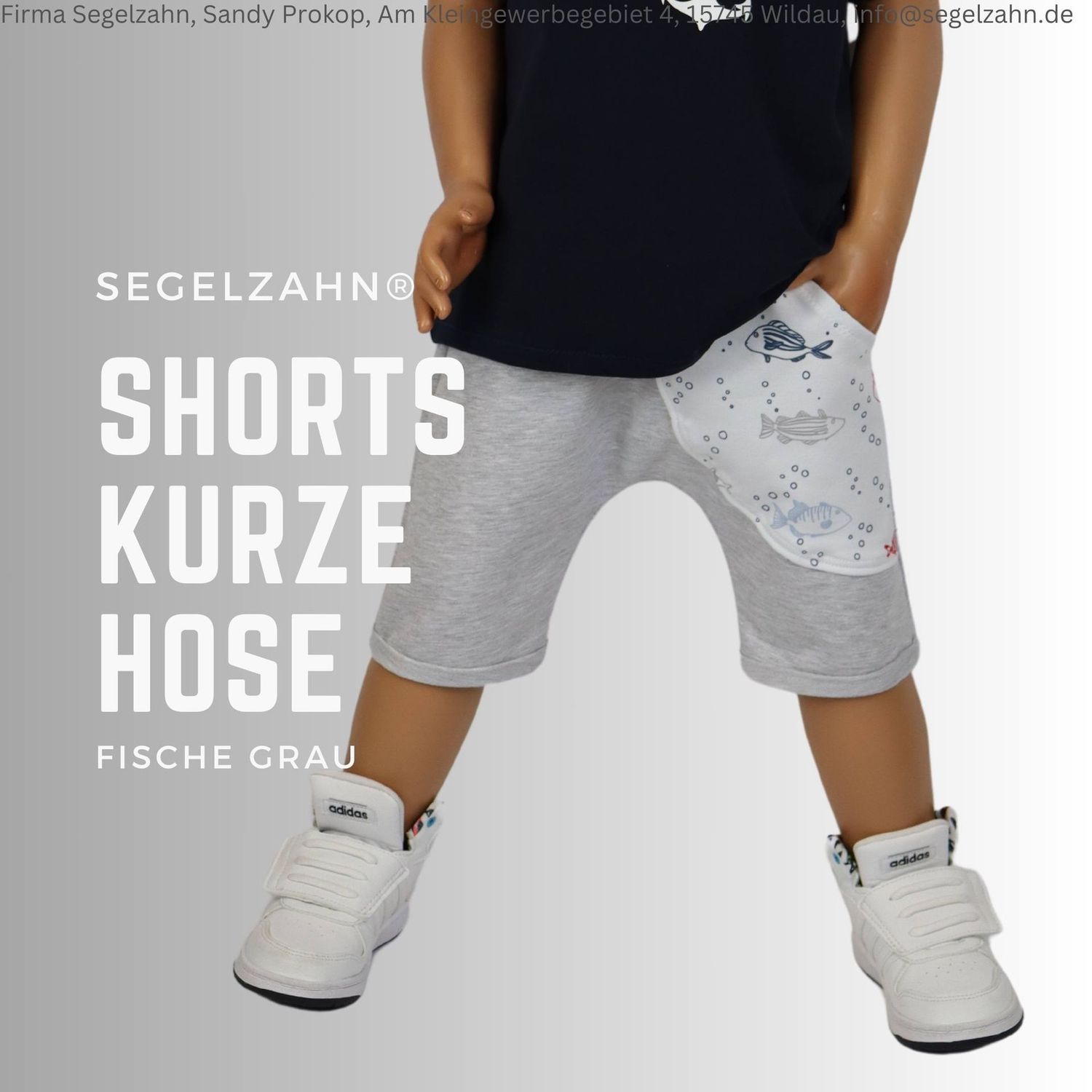 Short kurze Hose Kinder Unisex Sommerhose Junge Mädchen Kind Baby Grau Maritim Fische Sweathose Segelzahn Sommerkleidung Jungen Hosen Sommer