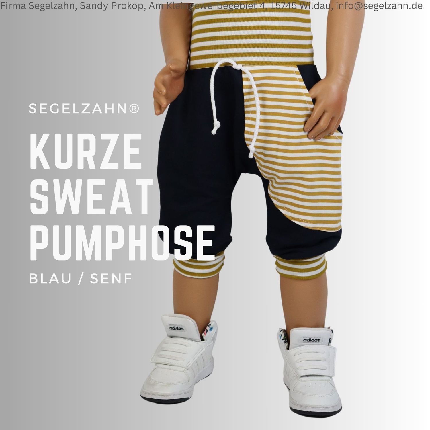 kurze Pumphose Kinder Blau Senf Dreiviertelhose Jungen Mädchen Sommerhose Sweathose Segelzahn Sommer Kleidung blaue Hosen gestreift Kind