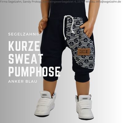 kurze Pumphose Kinder Hose Junge Mädchen Kind Baby Shorts Blau maritim blaue Kinderhose Sommer Segelzahn Kinderkleidung Sommerhosen Kleidung