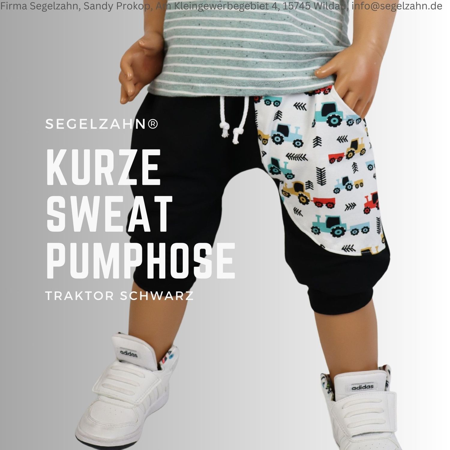 kurze Hose Kinder Pumphose Traktor Schwarz Sweathose Sommer Junge Mädchen Kind Baby Sommerhose kurz Segelzahn Kinderkleidung schwarze Hosen