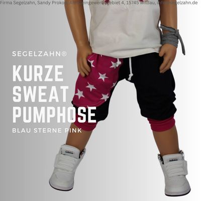 kurze Pumphose Mädchen Blau Sterne Pink, Kinderhose, Sommerhose, Shorts, Caprihose Kinder Baby Mädchenhose Segelzahn Sweathose Hosen Sommer