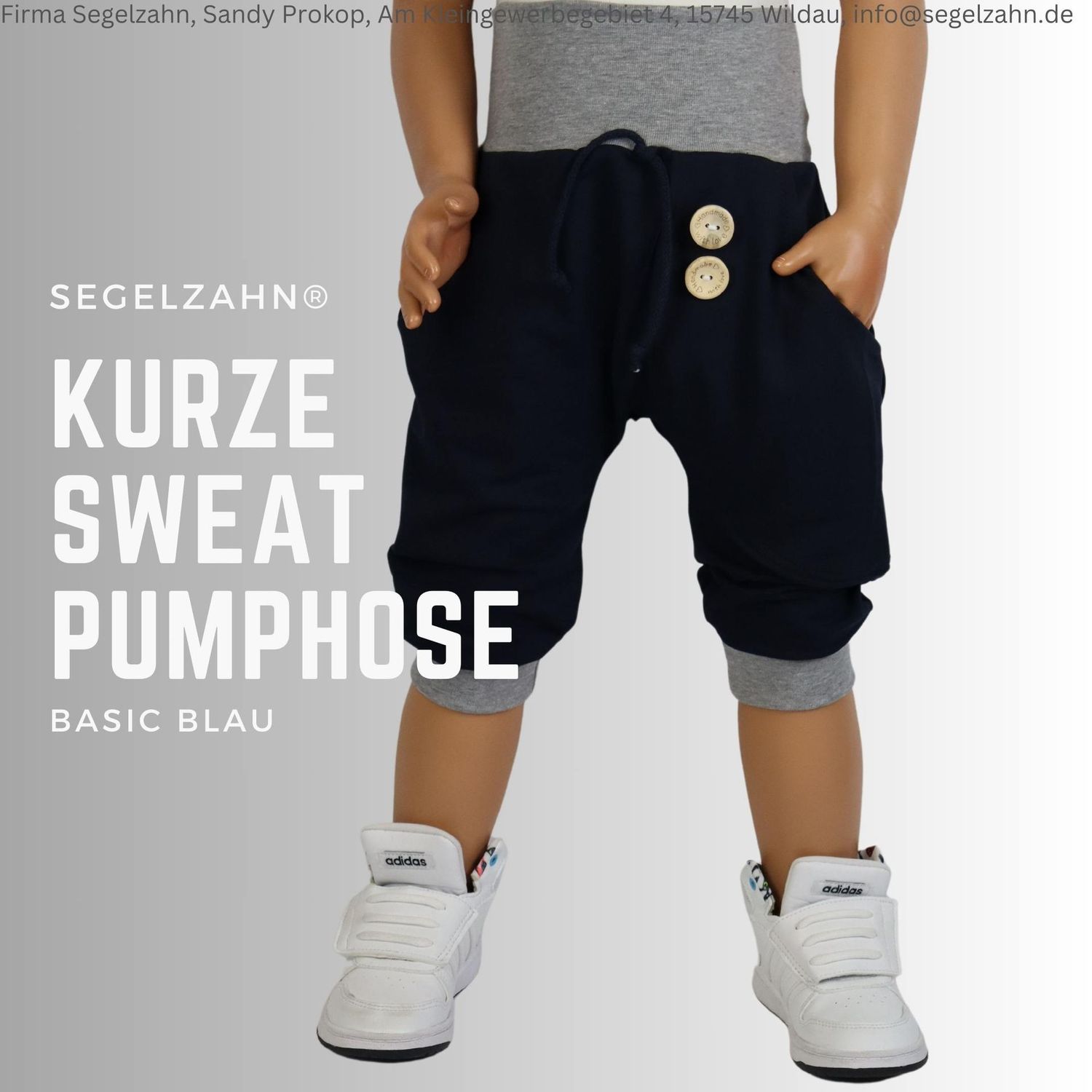 kurze Pumphose Kinder Hose blau Junge Mädchen Kind Baby Sommerhose Shorts Sweathose blaue Kinderhose Segelzahn Sommer Kleidung kurz schlicht