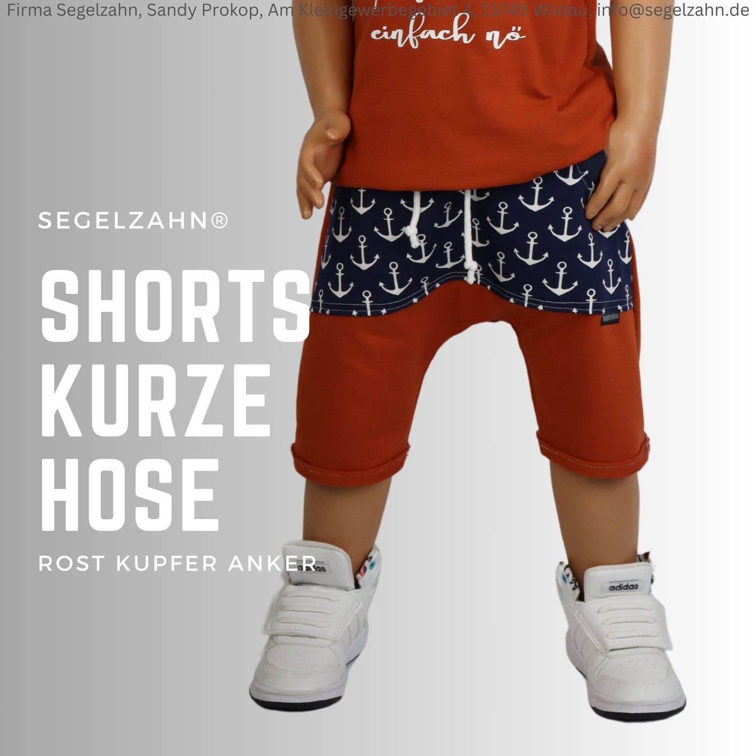 Shorts Kinder kurze Hose Rost Kupfer Jungen Mädchen Kind Baby maritime Sweathose Sommerhose Segelzahn Hosen Kleidung Sommer Anker blau jungs