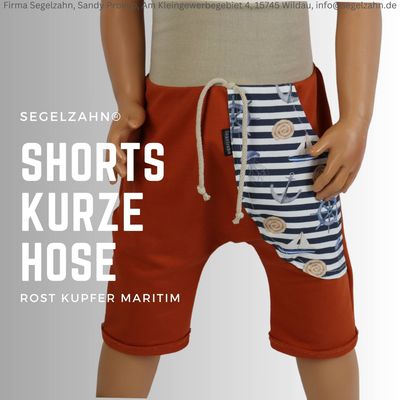 Shorts Kinder kurze Hose Rost Kupfer Jungen Mädchen Kind Baby maritime Sweathose Sommerhose Segelzahn Hosen Kleidung Sommer Anker Boot jungs