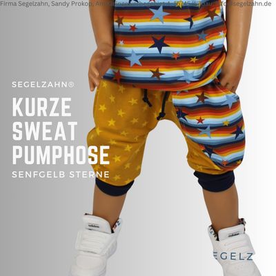 Pumphose Kinder kurze Hose Unisex Junge Mädchen Kind Baby Sommerhose Shorts Sweathose Kinderhose Senf Gelb Sterne Segelzahn Sommer Kleidung