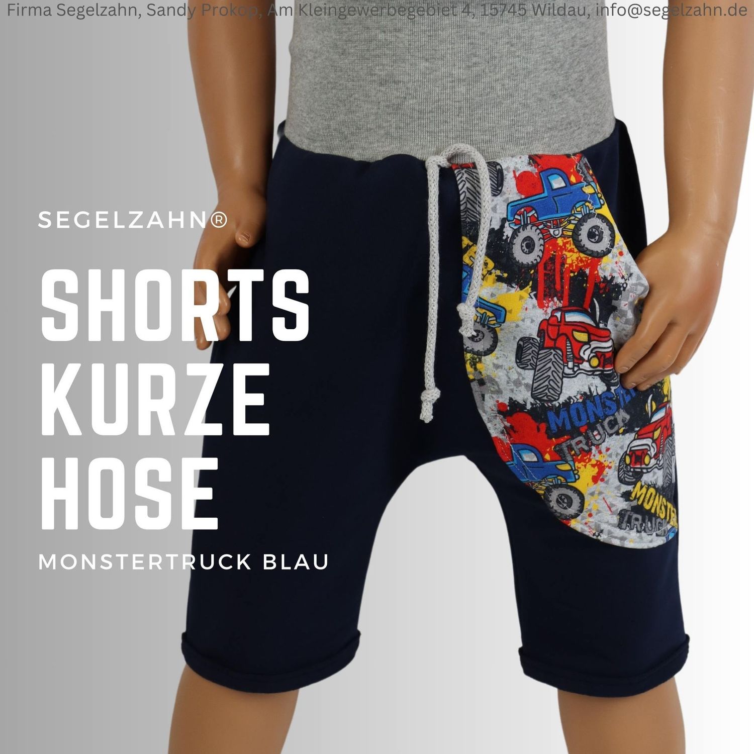 Shorts, kurze Hose Kinder blau Unisex Jungen Mädchen Kind Baby blaue Sommerhose Sweathose Monstertruck Segelzahn Hosen Kleidung Sommer jungs
