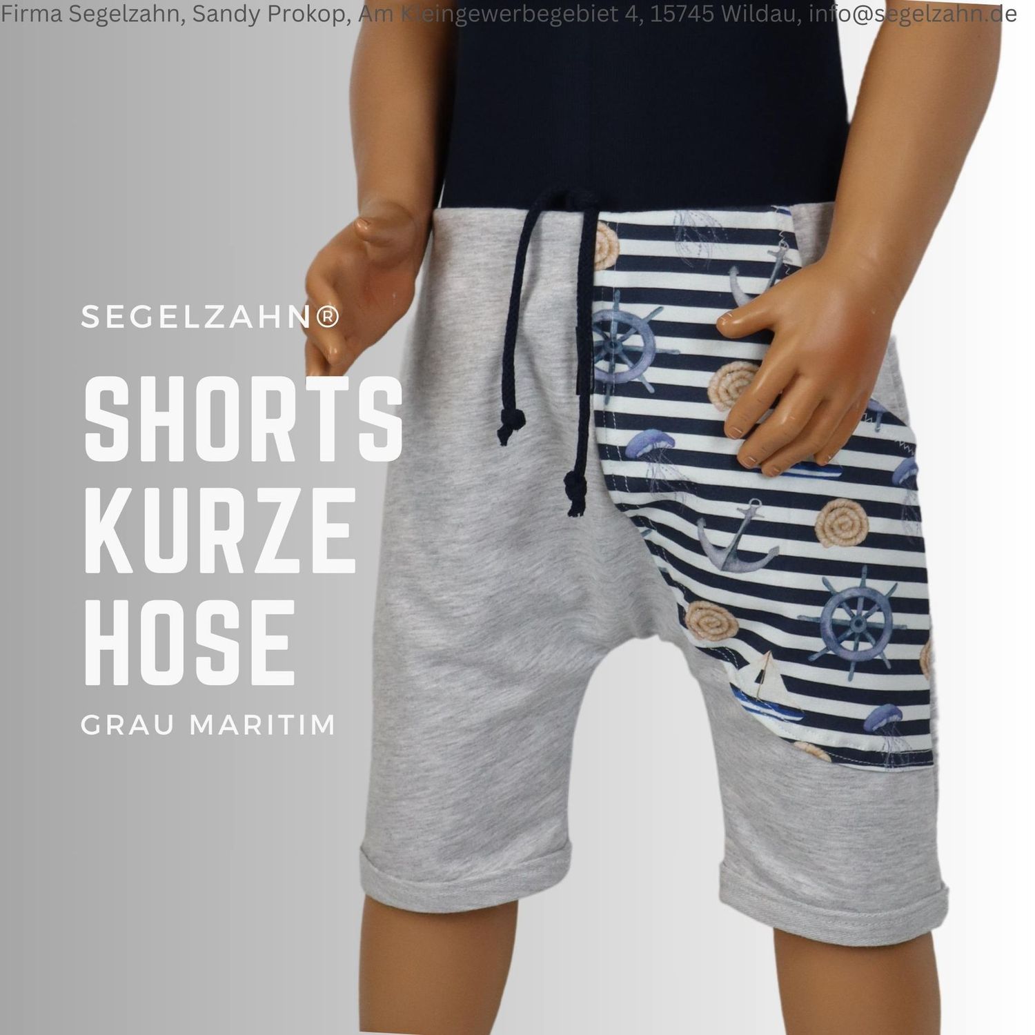Short, kurze Hose Kinder Unisex Sommerhose Junge Mädchen Kind Baby Grau Maritim Anker Sweathose Segelzahn Sommerkleidung Jungen Hosen Sommer
