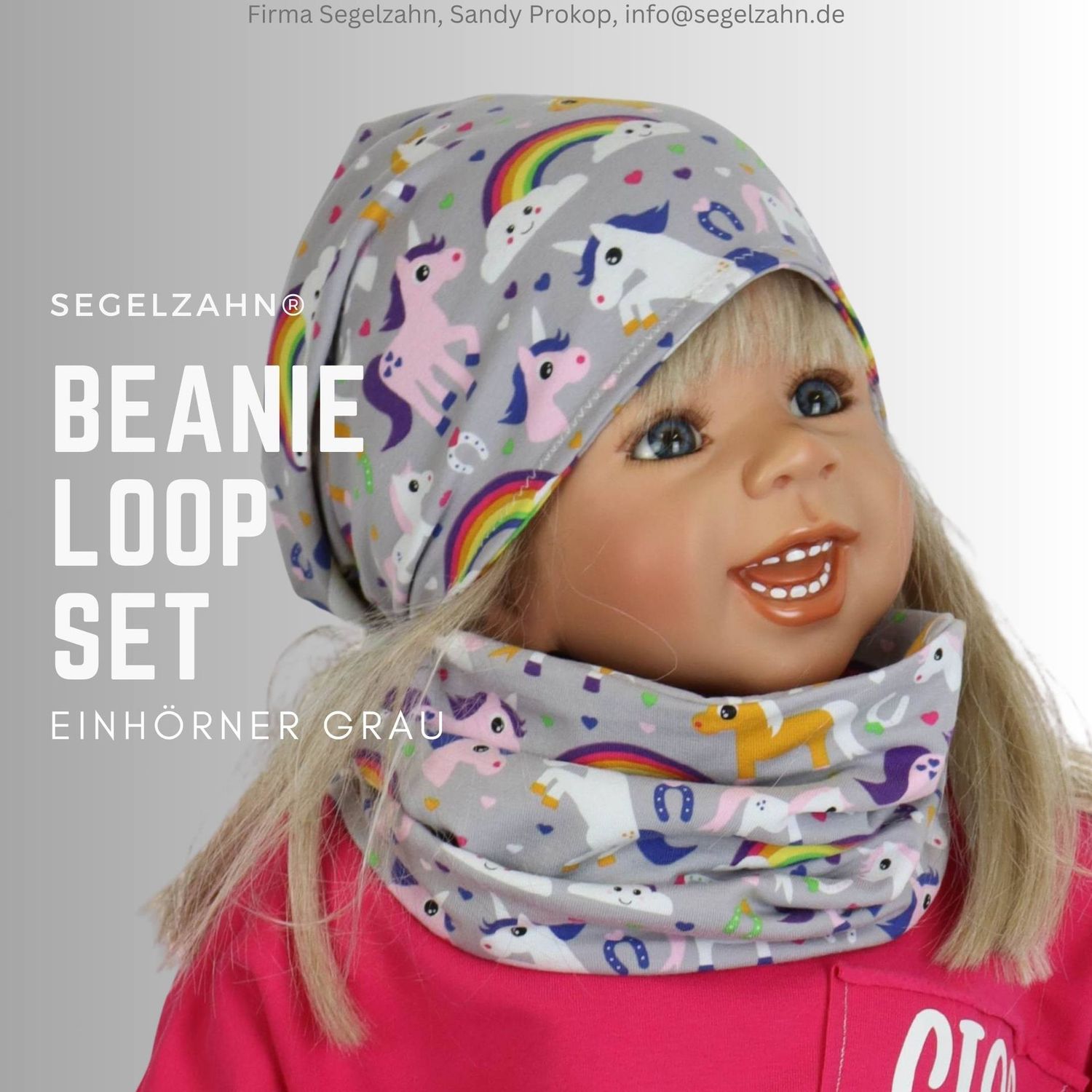 Beanie Loop Set Mädchen Einhörner