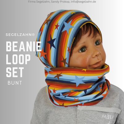 Beanie Loop Set Kinder bunt gestreift
