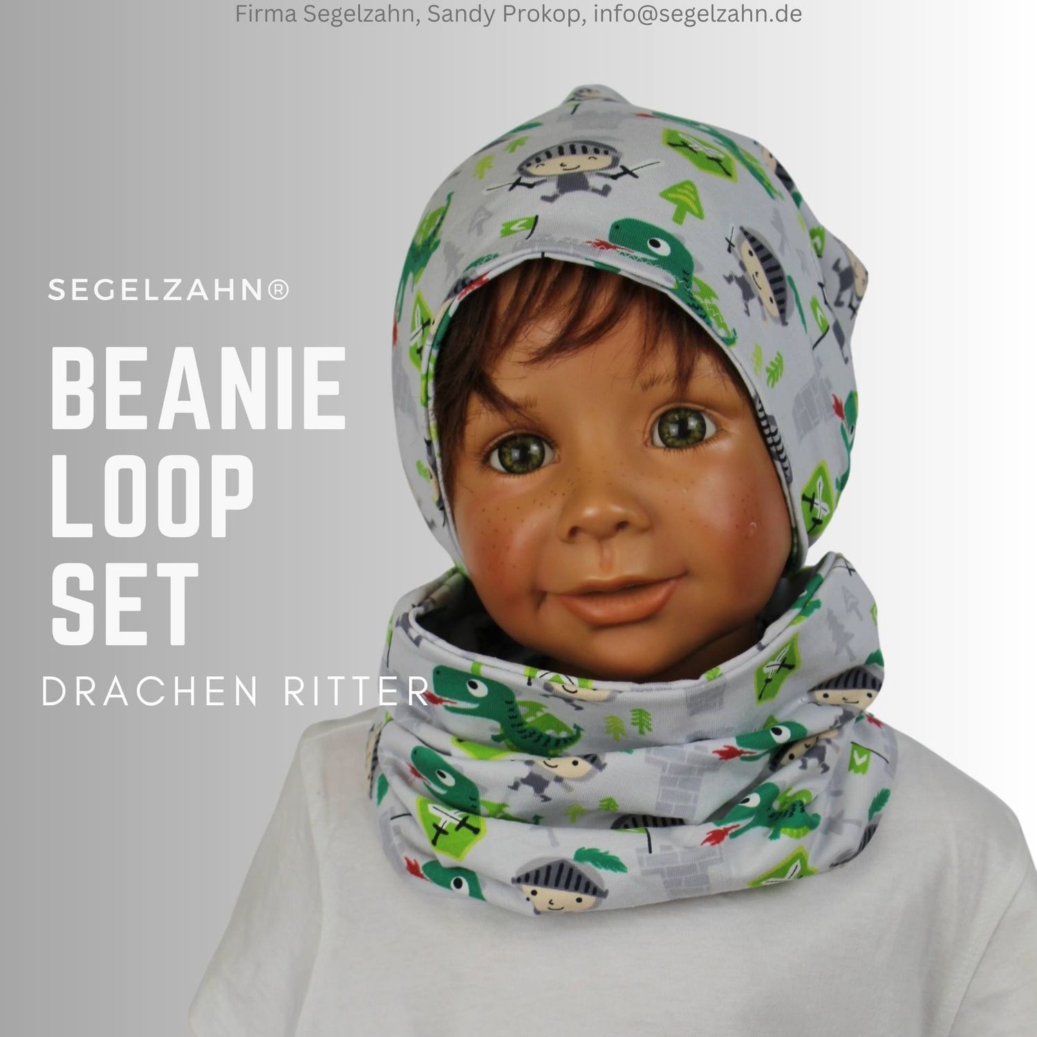 Beanie Loop Set Jungen grau
