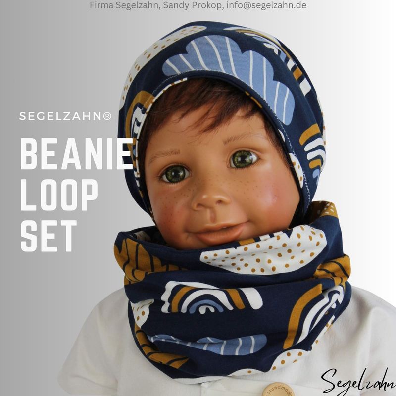 Beanie Loop Set Kinder blau