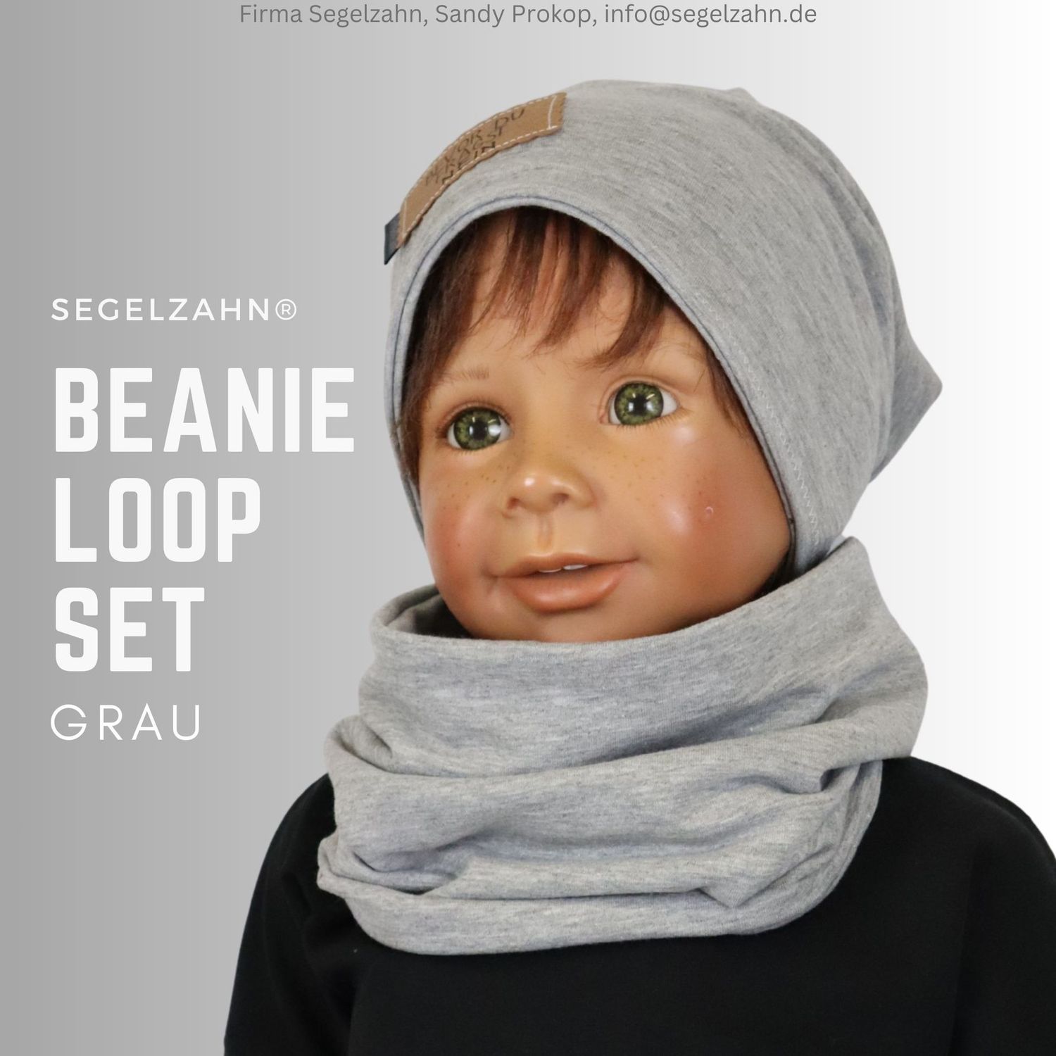 Beanie Loop Set Kinder Hellgrau