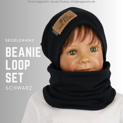 Beanie Loop Set Kinder Schwarz