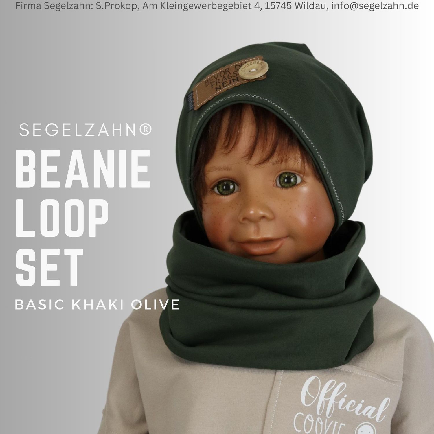 Beanie Loop Set Kinder Khaki Olive