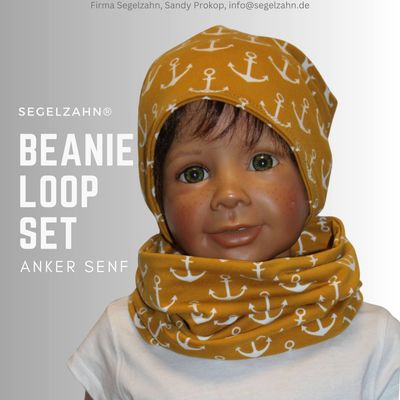 Beanie Loop Set Kinder Senf Gelb