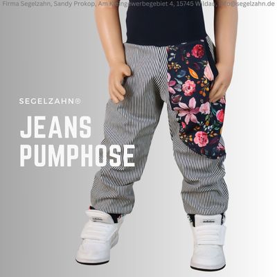 Jeans Hose Mädchen Pumphose Kinder Jeanshose blau Floral Blumen Segelzahn Kinderkleidung blaue Mädchenhose gestreift Kinderhose Vintage Jeans Hose Mädchen