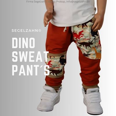 Sweat Hose Kinder Dino Slim Fit Jogger Rost Kupfer Dinosaurier Kinderhose Segelzahn Kleidung Jungen Mädchen Kind Baby Jogginghose Dinohose Slim Fit Hose Kinder Dino