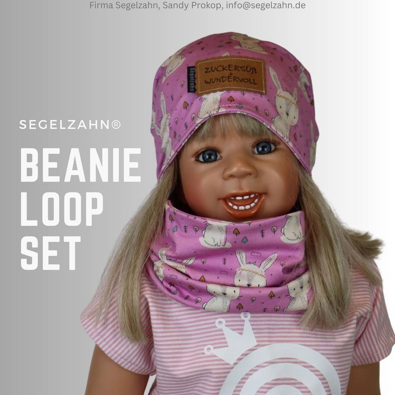 Beanie Loop Set Mädchen Mütze mit Schal rosa Hase Kinder Kleidung Mädchenmütze Segelzahn Kind Baby Übergang Winter gefüttert Beanie Loop Set Mädchen