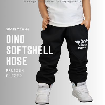 Softshellhose Kinder Dino Schwarz gefüttert Regenhose Junge Mädchen Matschhose Buddelhose Outdoorhose Segelzahn Kinderkleidung Pumphose Kind Softshell Hose Kinder Schwarz